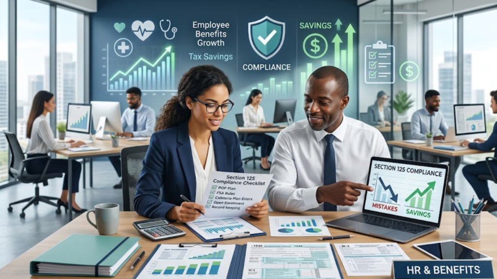 HR team reviewing Section 125 employee benefits documents